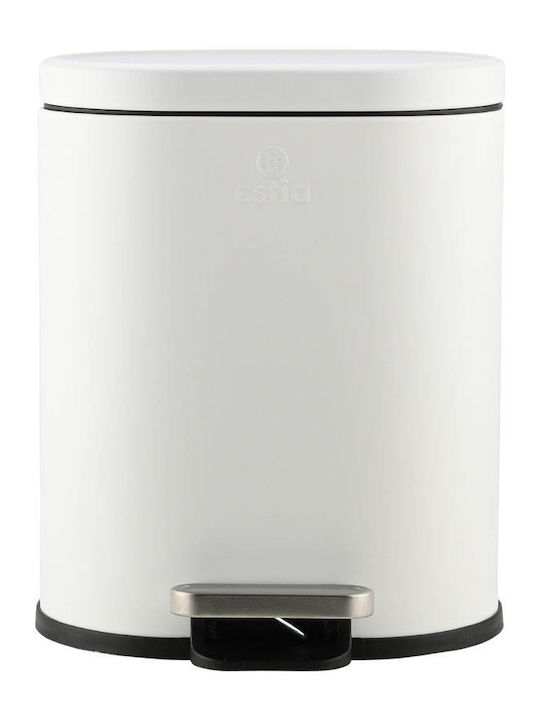 Estia Bathroom Trash Can Ovoid Soft Close 6L White