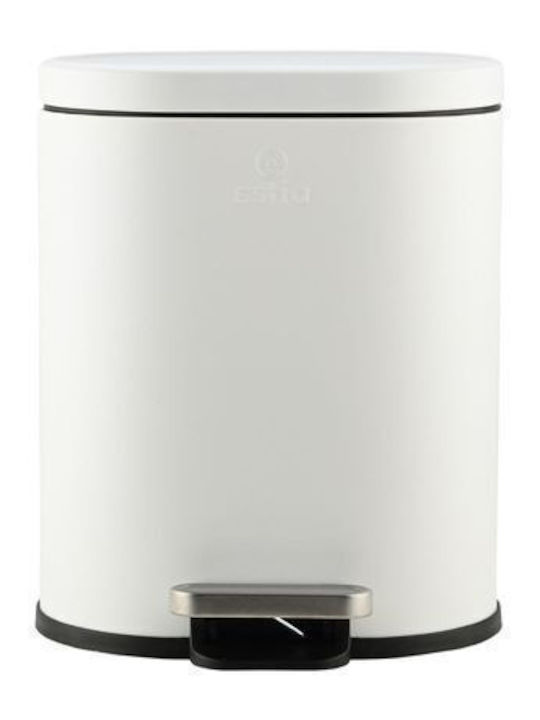 Estia Bathroom Trash Can Ovoid Soft Close 6L White