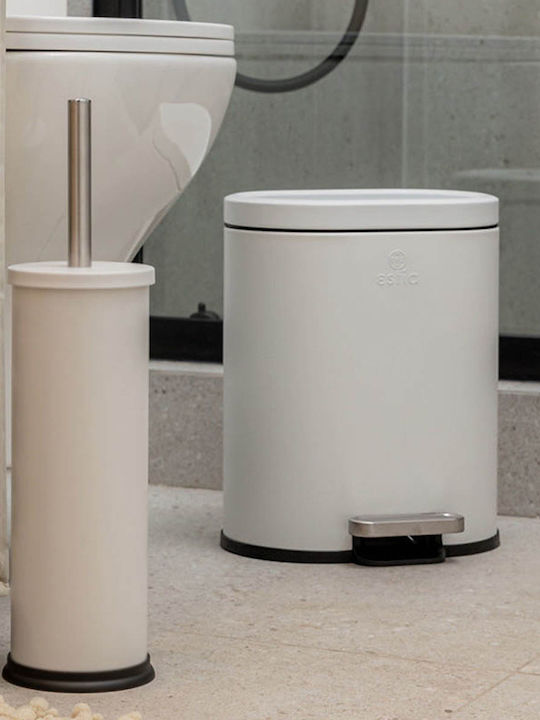 Estia Bathroom Trash Can Ovoid Soft Close 6L White