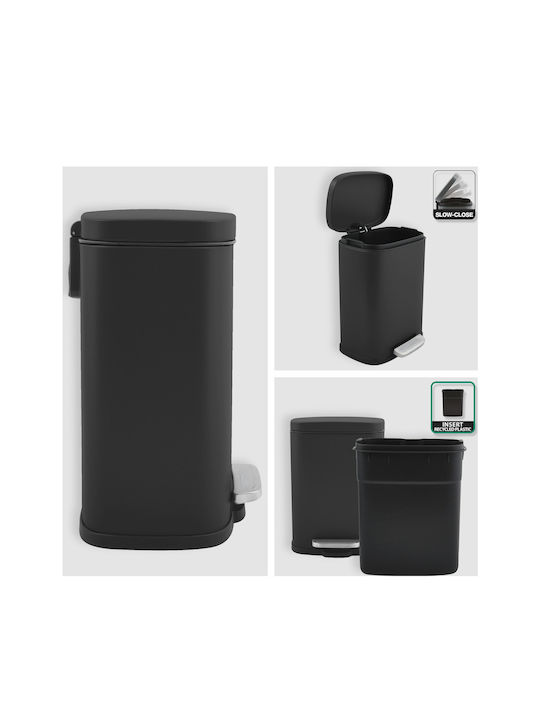 Dimitracas Akira 05392.001 Metallic Bathroom Basket Soft Close 5lt Black Matt