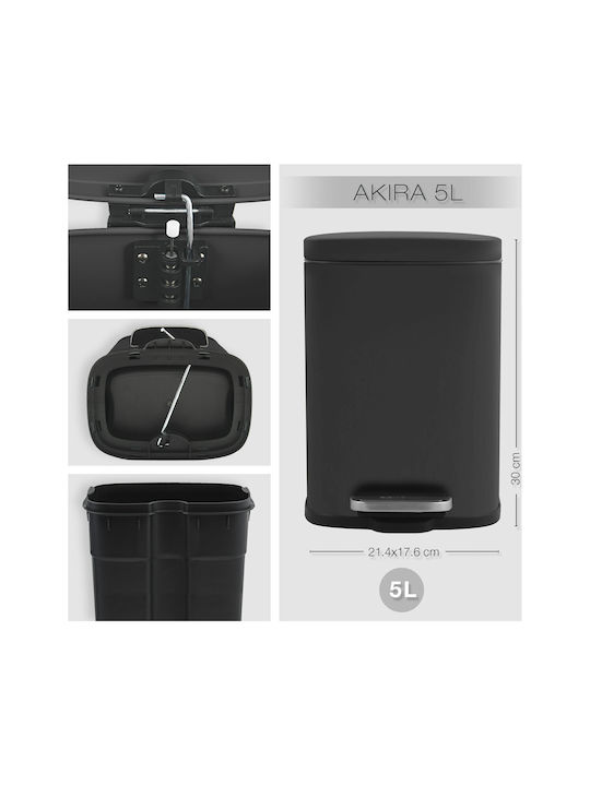Dimitracas Akira 05392.001 Metallic Bathroom Basket Soft Close 5lt Black Matt