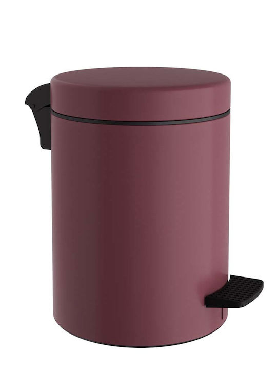 Pam & Co Μεταλλικό Καλαθάκι Μπάνιου Soft Close 5lt Matte Bordeaux
