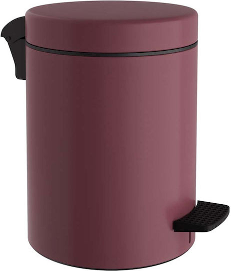 Pam & Co Metallisch Badezimmer Mülleimer Sanftes Schließen 5Es Matte Bordeaux