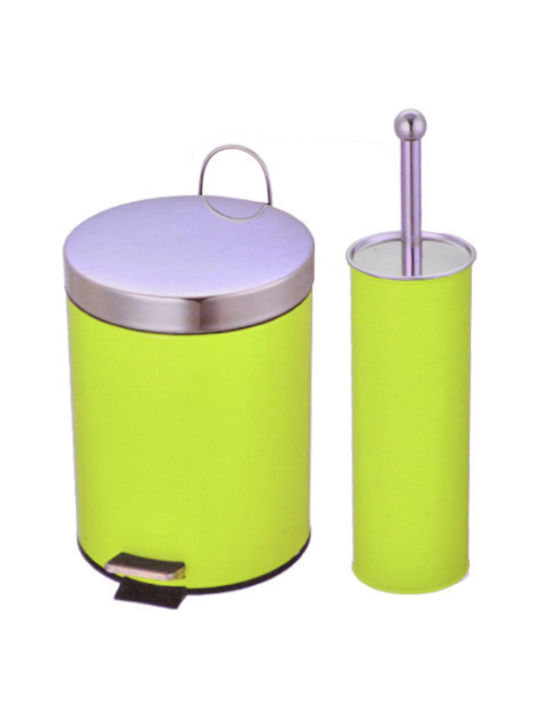 Cyclops Metallic Toilet Brush and Basket Set Green