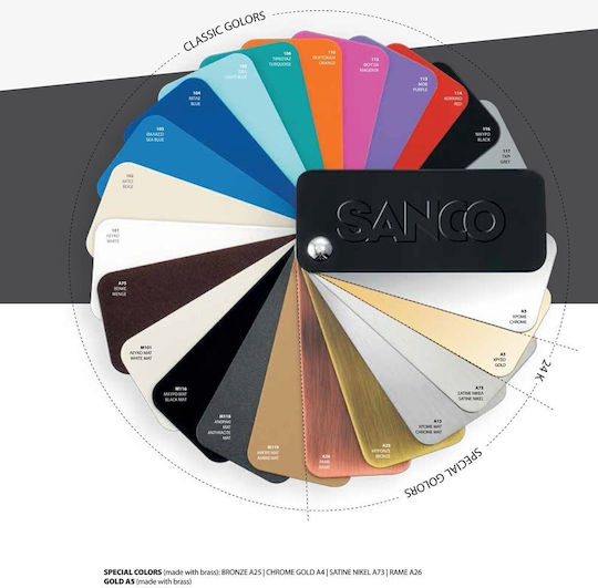 Sanco A3-90634 Μεταλλικό Καλαθάκι Μπάνιου 12lt Ασημί