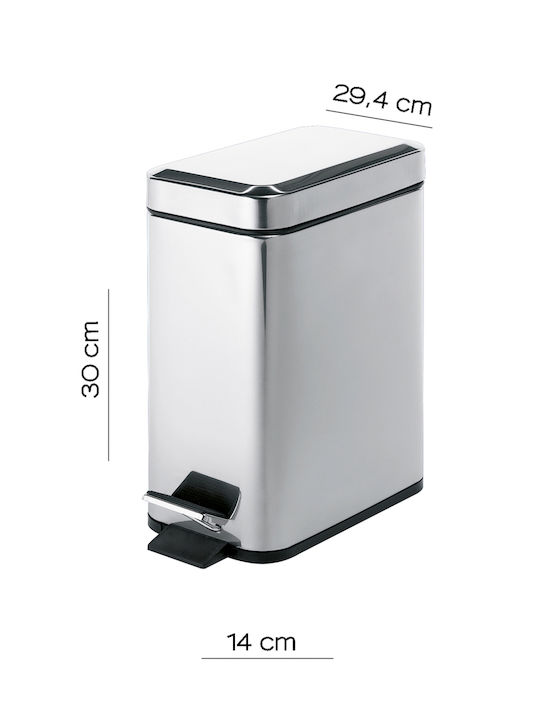 Gedy 2309-13 Μεταλλικό Καλαθάκι Μπάνιου 5lt Ασημί