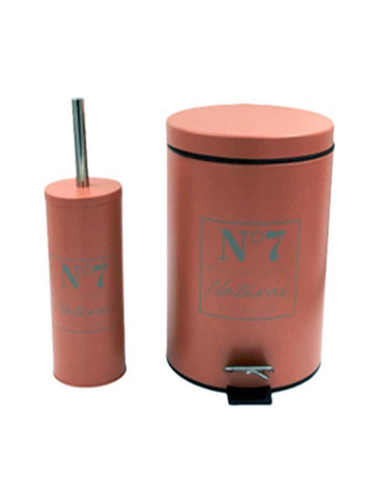 Sidirela Natyral E-3659 Metallic Toilet Brush and Basket Set Dusty Pink