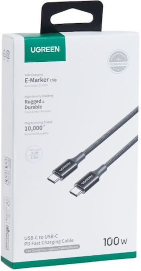 Ugreen Cablu USB 2.0 USB-C Masculin - USB-C 100W PD Negru 2m 340571