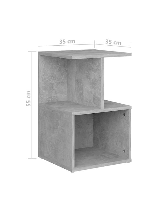 Wooden Bedside Tables Gray Concrete 2 Pieces 35x35x55cm