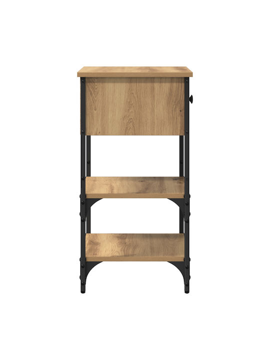 Κομοδίνο Ξύλινο με Μεταλλικά Πόδια Artisan δρυς 34x36x70cm