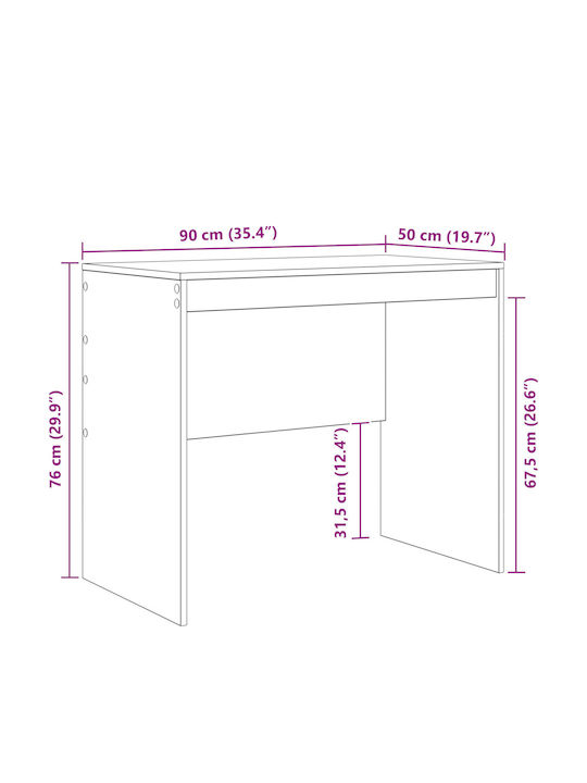 Desk Wooden Black Oak 90x50x76cm