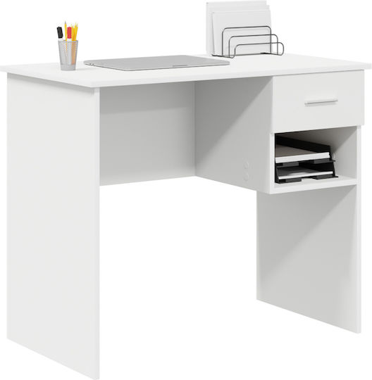 Γραφείο Υπολογιστή Ξύλινο Λευκό 90x49.5x75εκ.