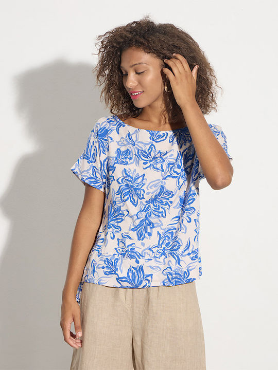 Women's Blouse Short Sleeve Blue