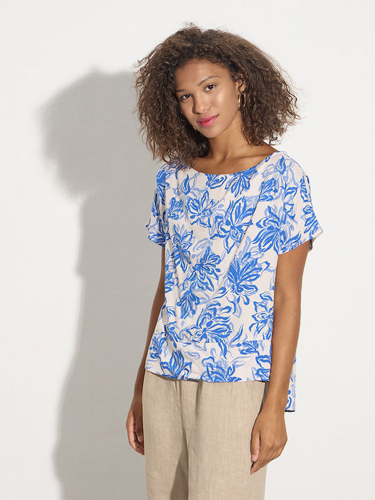 Women's Blouse Short Sleeve Blue