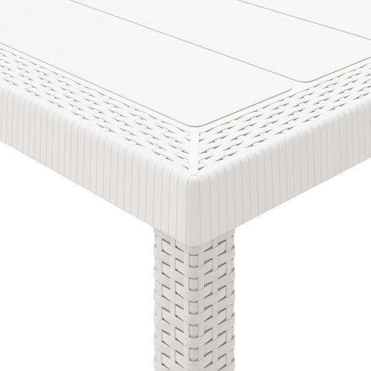 Τραπέζι Εξωτερικού Χώρου Rattan Λευκό 300x100x73εκ.