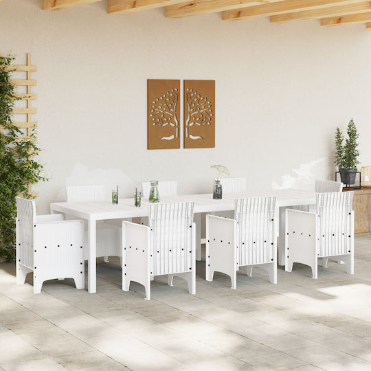 Τραπέζι Εξωτερικού Χώρου Rattan Λευκό 300x100x73εκ.