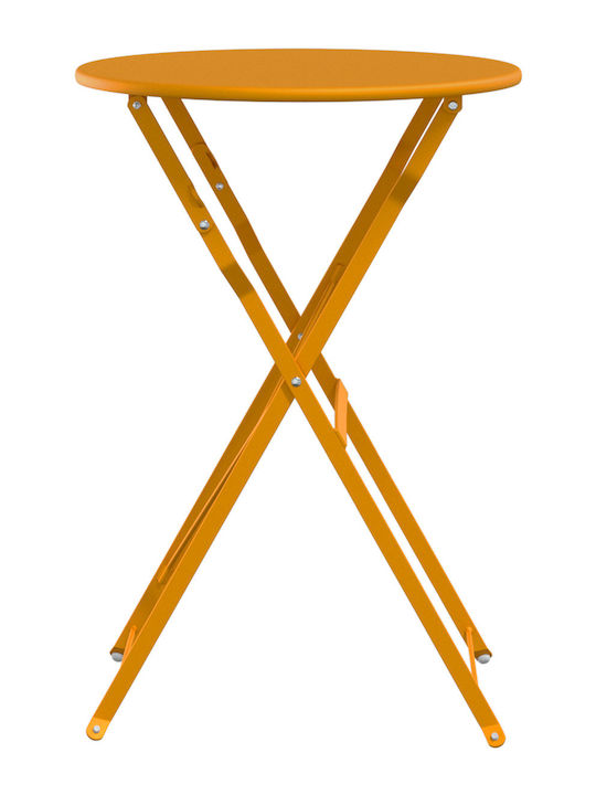 Sitting Room Outdoor Foldable Metal Table Mustard 50x50x71cm