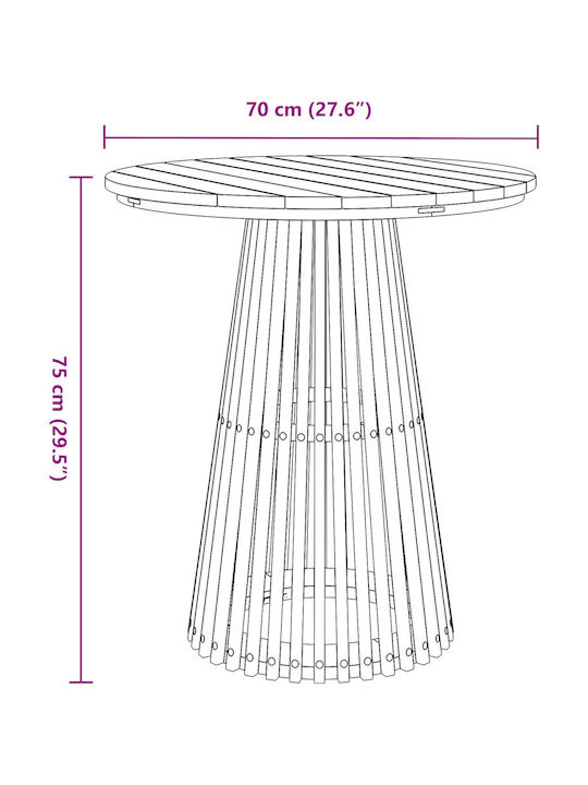 Garden & Terrace Table for Small Outdoor Spaces from Teak Brown 70x70x75cm
