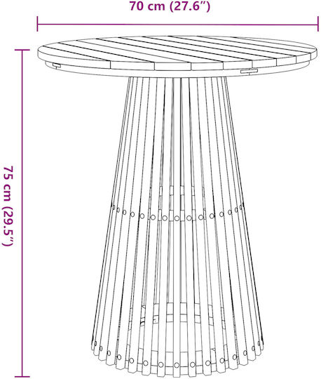 Garten- und Terrassentisch aus Teak Braune 70x70x75cm