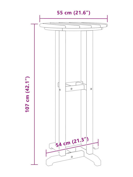 Outdoor Bar Free Standing Plastic Table Light Grey 55x55x107cm