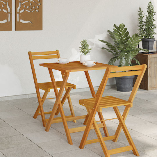 Outdoor Dinner Foldable Wood Table Natural 60x60x72cm