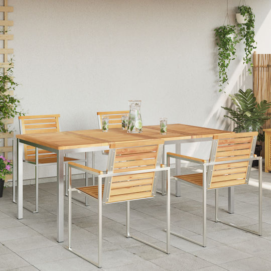 Masă De Exterior Din Teak Cu Ramă Metalică Maro 180x90x75cm