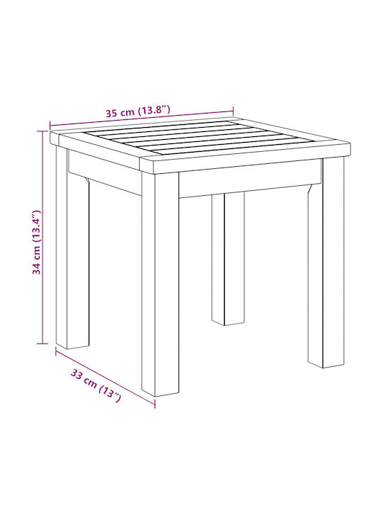 Sitting Room Table for Small Outdoor Spaces Made of Acacia Acacia 35x35x34cm