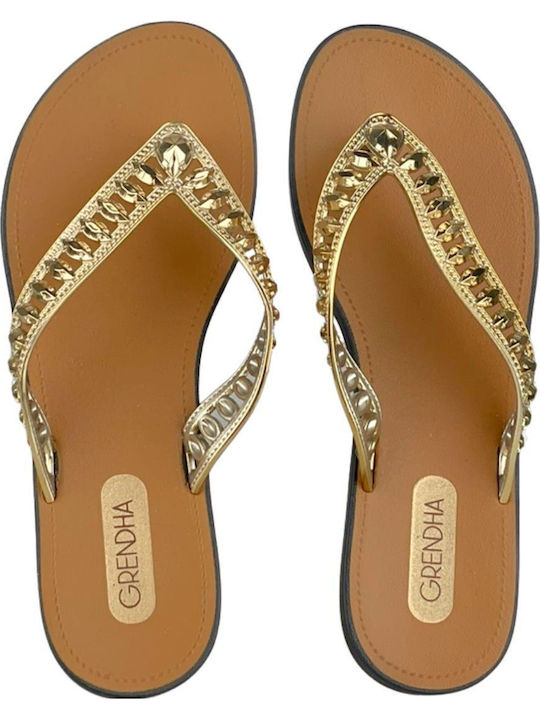 Women's Flat Sandals in Gold Color