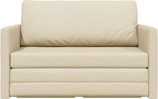 Two-Seater Couch Bed Cream 124x71x78 cm