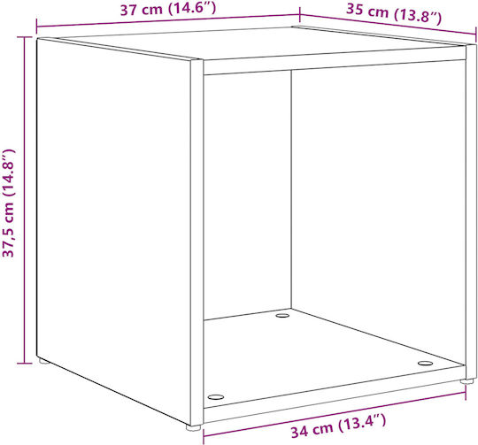 Bibliothek Altes Holz Braun 37x35x37cm
