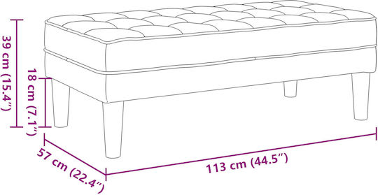 Hocker Für das Wohnzimmer Gepolstert mit Stoff Red Wine 113x57x39cm