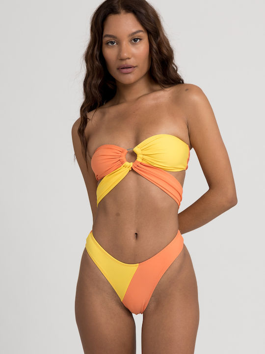 Bikini Set Strapless Top & Brazil Bottom Orange