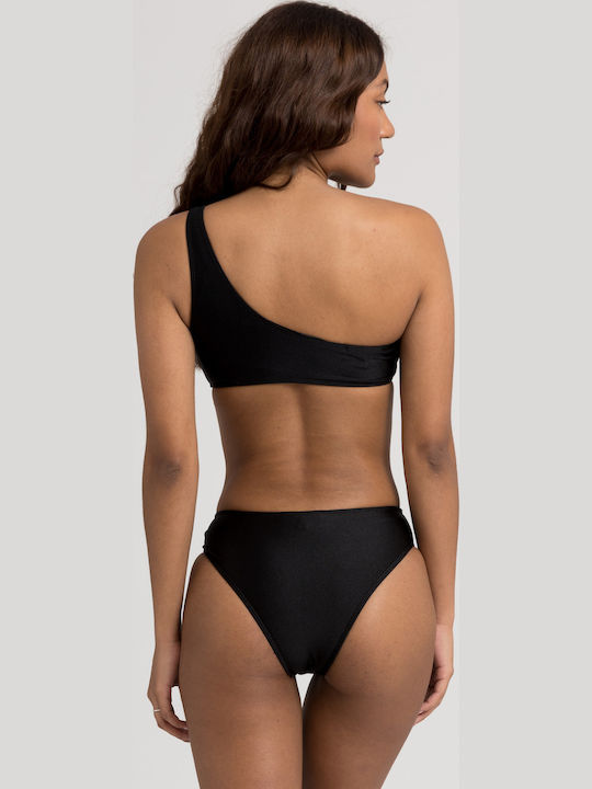 Set Bikini Με Έναν Ώμο Ψηλόμεσο Black