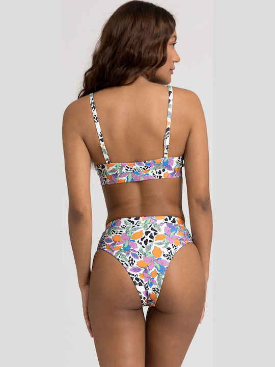 Set Bikini Μπουστάκι & Brazil Ψηλόμεσο Floral Πολύχρωμο