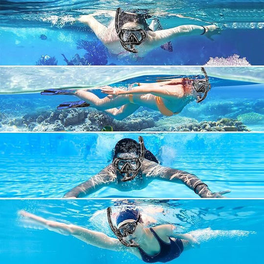 Mască De Scufundare Din Silicon Cu Snorkel Neagră