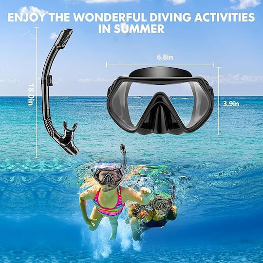Mască De Scufundare Din Silicon Cu Snorkel Neagră