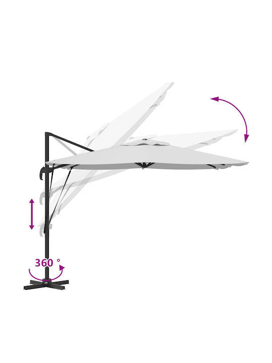 Hanging Square Aluminum Garden Parasol Beige 3x3xHeight 2.65m
