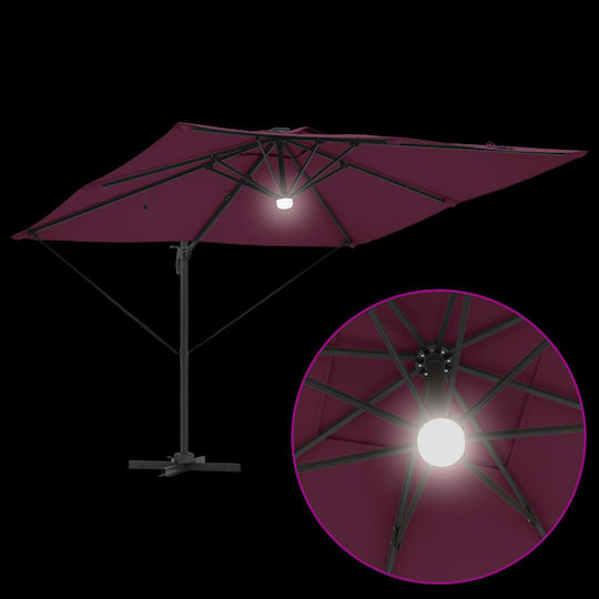 Hängender Aluminium-Burgunder Garten- und Terrassen-Sonnenschirm 2,86x2,85xHöhe 2,7 m