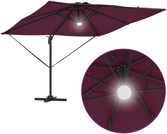 Hängender Aluminium-Burgunder Garten- und Terrassen-Sonnenschirm 2,86x2,85xHöhe 2,7 m