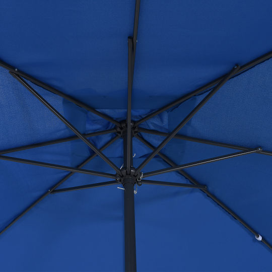 Umbrelă Pătrată Din aluminiu Albastru cu Volan 3x3m