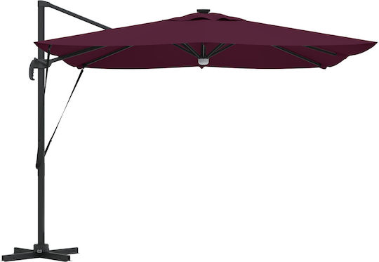 Hängender Aluminium-Burgunder Garten- und Terrassen-Sonnenschirm 2,86x2,85xHöhe 2,7 m