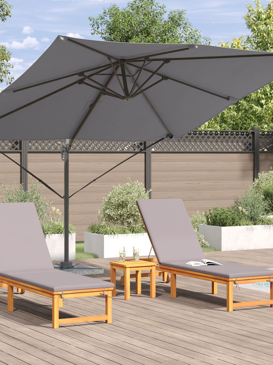 Hanging Aluminum Garden Parasol Grey 2.86x2.85xHeight 2.65m