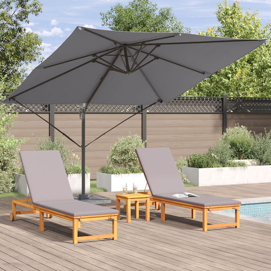 Garten- und Terrassen-Sonnenschirm Hängend Aluminium Gray 2,86x2,85xHöhe 2,65 m