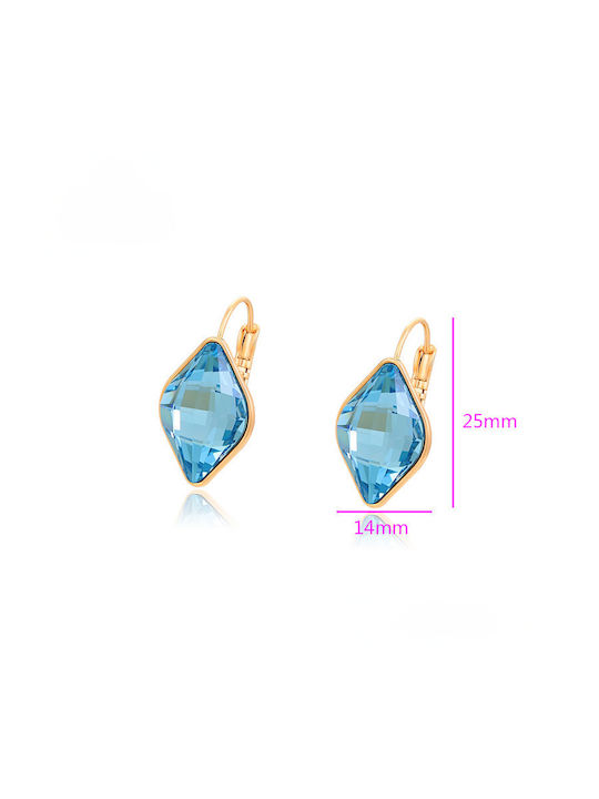Chrysothemiss Women's Earrings Blue Mirage Light Blue Crystal Rhombus Gold Plated
