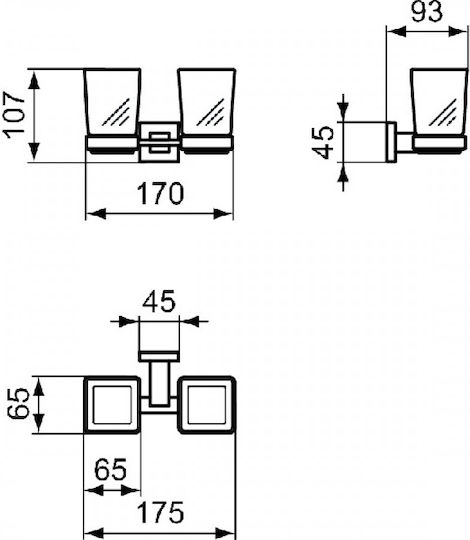 Ideal Standard Iom Square Ποτηροθήκη Επιτοίχια Inox Ασημί
