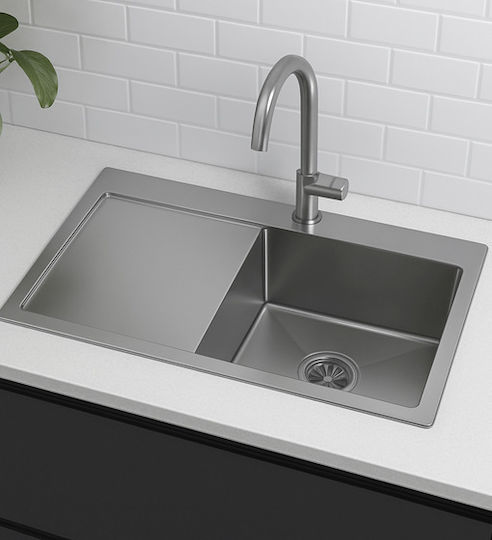 Asil AS 185 Ένθετος Νεροχύτης Inox Σατινέ Μ100xΠ51cm Ασημί