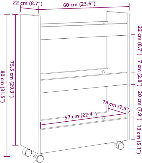 vidaXL Επιδαπέδια Ραφιέρα Μπάνιου Ξύλινη 60x22x80cm Μαύρη