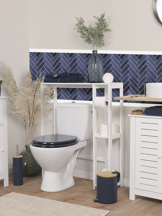 Floor Bathroom Shelf Wooden with 3 Shelves 79x23x95cm White