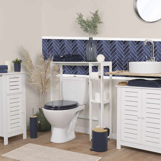 Floor Bathroom Shelf Wooden with 3 Shelves 79x23x95cm White