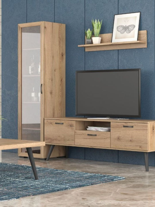 Νο 55 Living Room TV Unit with Showcase Honey L150xW44.5xH58cm